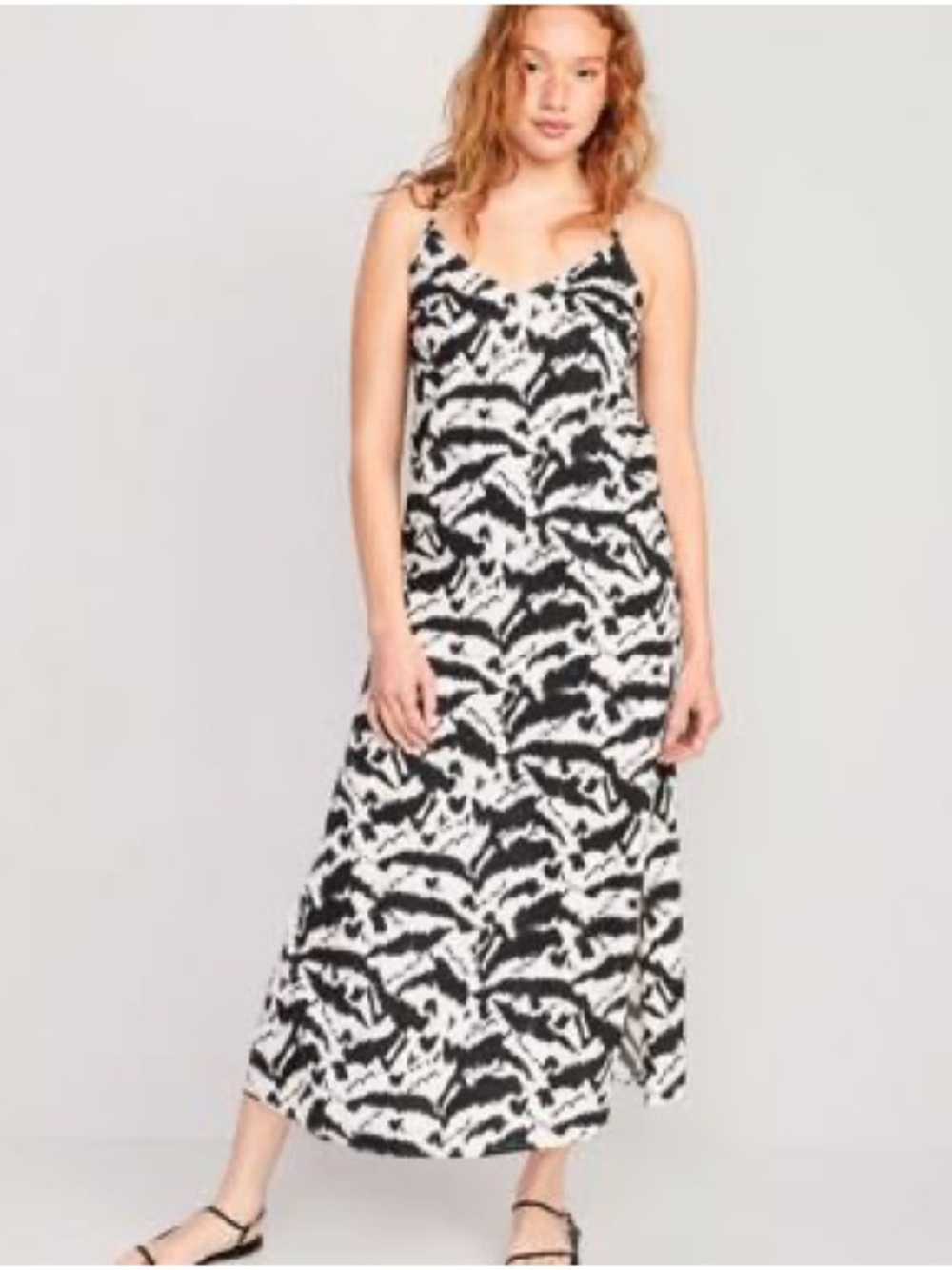 NWT Old Navy Black & Cream Abstract Slip Maxi Dress